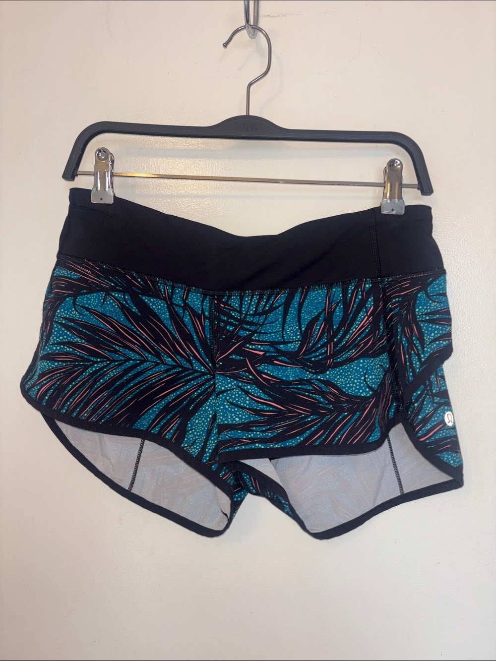 lululemon athletica Teal and Black Palm-Print Athletic Shorts